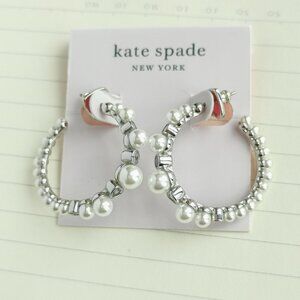Pearl Caviar Silver Hoop Earrings - Kate Spade